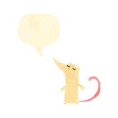 retro cartoon rat with speech bubble