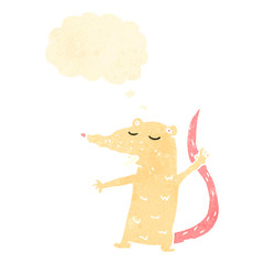 retro cartoon white mouse with thought bubble