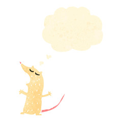 retro cartoon white mouse with thought bubble