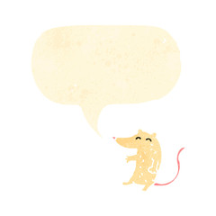 retro cartoon rat with speech bubble