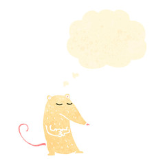 retro cartoon white mouse with thought bubble