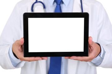 Male medicine doctor holding digital tablet pc