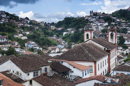 View over the colonial town of Ouro Preto, MInas Gerais, Brazil 