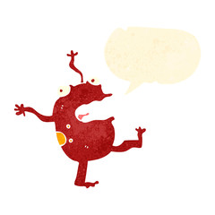 retro cartoon frog with speech bubble