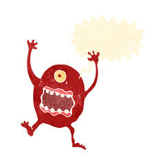 retro cartoon screaming monster