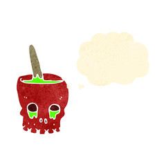 retro cartoon skull with thought bubble