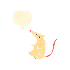 retro cartoon rat with speech bubble