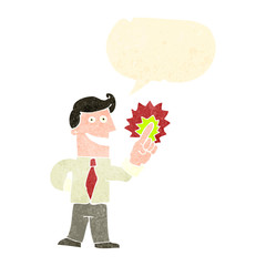 retro cartoon businessman with great idea