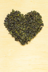 Green tea leavesheart shaped