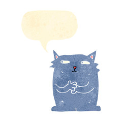 retro cartoon cat with speech bubble