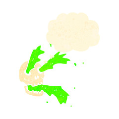 retro cartoon gross slime squirting skull