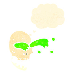retro cartoon gross slime squirting skull