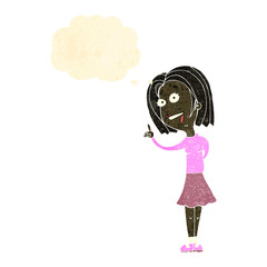 retro cartoon woman with good idea
