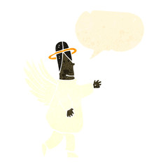 retro cartoon angel with speech bubble