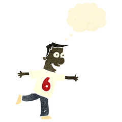 retro cartoon man in numbered sports shirt