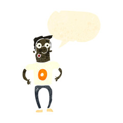 retro cartoon man in numbered sports shirt