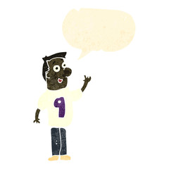 retro cartoon man in numbered sports shirt