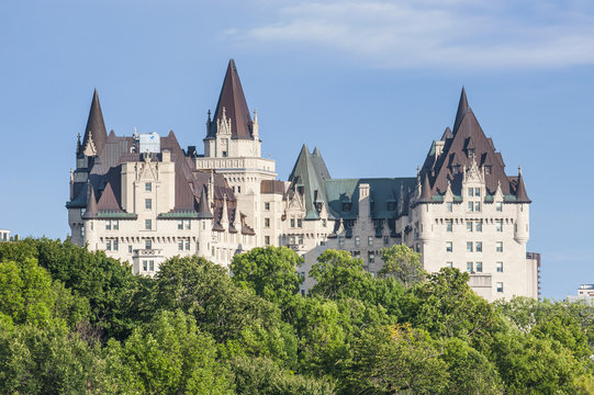 View over Chateau Laurier from Nepean Point, Ottawa, Ontario, Canada