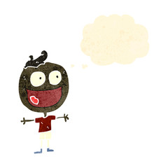 retro cartoon excited doodle boy