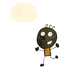 retro cartoon grinning boy