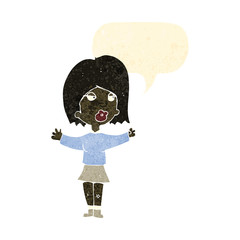 retro cartoon woman explaining