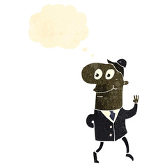 retro cartoon man walking to work