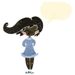 retro cartoon girl with speech bubble