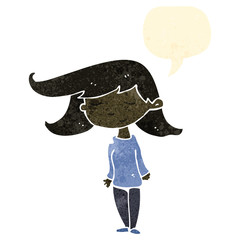 retro cartoon girl with speech bubble