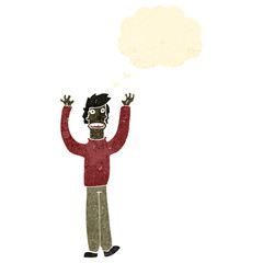 retro cartoon man waving arms in air