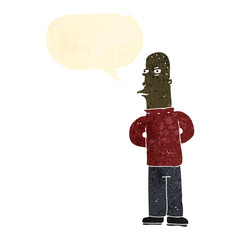 retro cartoon suspicious man