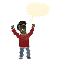 retro cartoon frightened man