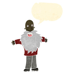 retro cartoon old man with speech bubble
