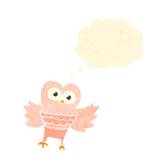 retro cartoon owl with thought bubble