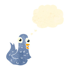 retro cartoon bird with thought bubble