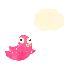 retro cartoon bird with thought bubble