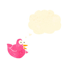 retro cartoon bird with thought bubble