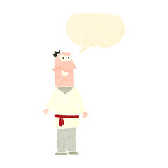 retro cartoon karate man