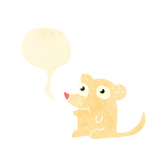 retro cartoon mouse with speech bubble