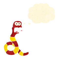 retro cartoon snake with thought bubble