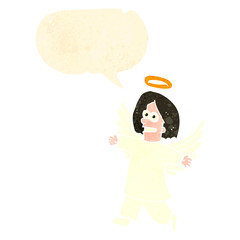 retro cartoon angel with speech bubble