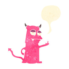 retro cartoon rude little monster