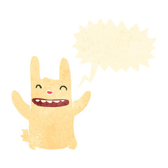 retro cartoon rabbit with speech bubble