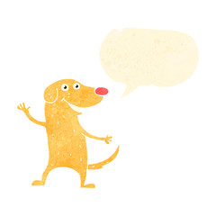 retro cartoon dog with speech bubble