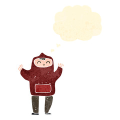 retro cartoon boy in hooded top