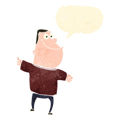 retro cartoon fat man with speech bubble