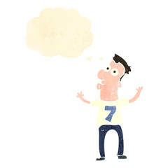 retro cartoon man wearing shirt number seven