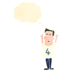 retro cartoon man wearing shirt number four