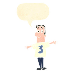 retro cartoon man wearing shirt number three
