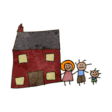 Child's Drawing Of A Family Home