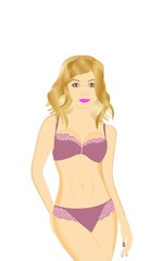 Naklejka premium A beautiful sexy girl in pink lingerie